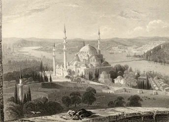 Moskee en graf van Sulieman, vanaf de Seraskier