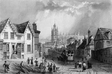 Saffron Walden, Essex, gegraveerd door Charles Mottram, 1832