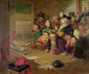 In afwachting van nieuws over de arrestatie van Robespierre (1758-94) in 1794, 1866