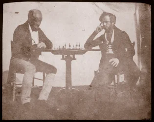 Nicolaas Henneman overweegt zijn zet in een schaakspel, september 1841