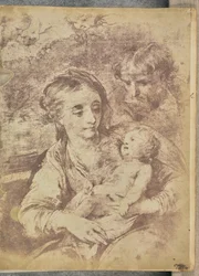 De Heilige Familie met drie Cherubijnen.