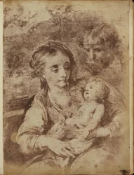 De Heilige Familie met drie cherubijnen