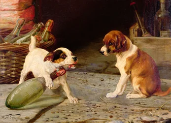 Het ontkurken van de fles, 1887 (een van een paar)