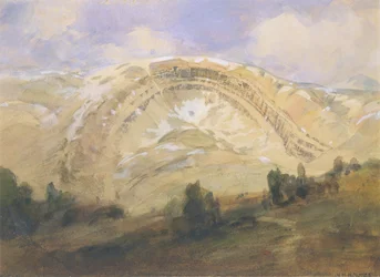 Gevouwen Strata, een Grote Geologische Boog, Colorado, 1874