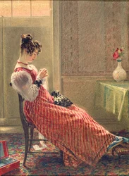 Dame aan het naaien, ca. 1830
