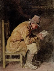Studie van een plattelander die leest