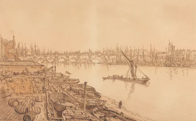 Uitzicht op de oude London Bridge