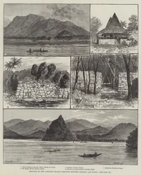 Schetsen in de Caroline-eilanden, betwist tussen Duitsland en Spanje