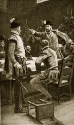 Regent Moray arresteert zijn vijanden, 1569, illustratie uit 