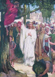 Zacchaeus, uit Het Bijbel Prentenboek uitgegeven door Thomas Nelson, ca.1950
