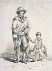 Een boer met een hond en een jongen, Provinciale karakters, 1813