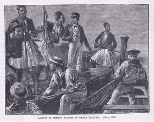 Arrestatie van de Britse Zeelieden door Griekse Soldaten AD 1850