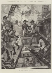 Herdenking van de Slag bij Trafalgar, HMS Victory op 21 oktober 1805, bij Trafalgar