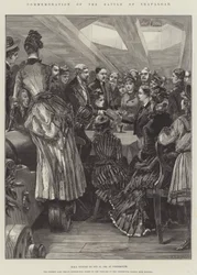 Herdenking van de Slag bij Trafalgar, HMS Victory op 21 oktober 1886, in Portsmouth