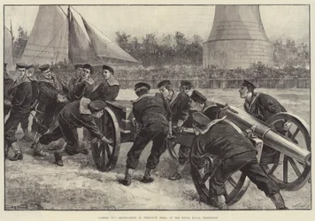 Limber Up! Bluejackets bij Field-Gun Drill op de Royal Naval Exhibition
