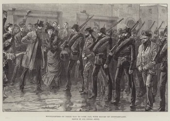 Moonlighters op weg naar Cork Jail met escorte van de politie