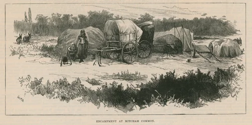 Schetsen van het zigeunerleven; Kampement op Mitcham Common