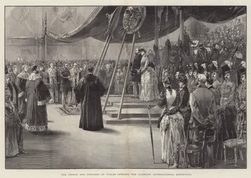 De Prins en Prinses van Wales openen de Glasgow International Exhibition