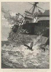 De Victoria kapseizend na de Botsing