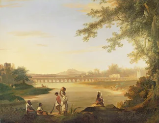 De Marmalongbrug, met een sepoy en inboorlingen op de voorgrond, ca. 1783