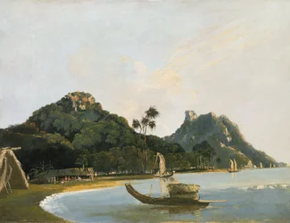 Uitzicht op een deel van Owharre haven, eiland Huahine