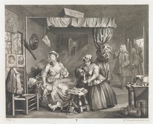 De val van een hoer, ontworpen 1732, gedrukt 1744