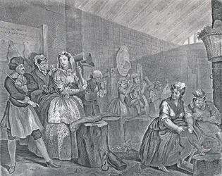 Een hoerenloop, Plaat Vier: Scène in Bridewell, 1732