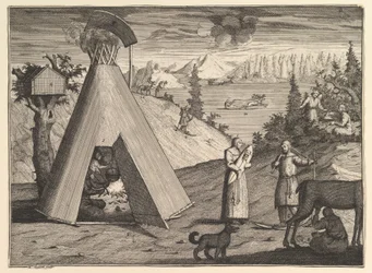 Een Lapse hut uit Aubry de La Mottrayes reizen door Europa, Azië en een deel van..., 1723-24