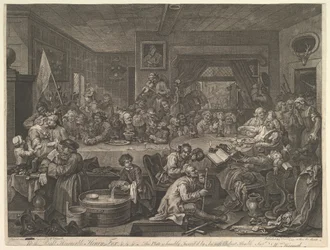 Een verkiezingsfeest, Plaat I: Vier prenten van een verkiezing, 24 februari 1755