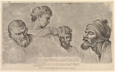 Vier Hoofden uit de Raphael Cartoons in Hampton Court