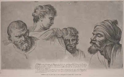 Vier hoofden van de Raphael Cartoons in Hampton Court