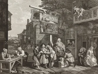 Vier prenten van een verkiezing. Blad 2: Stemmenwerving. 1757