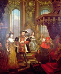 Hendrik VIII (1491-1547) introduceert Anne Boleyn aan het hof