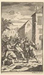 Hudibras verslagen door Trulla, zeventien kleine illustraties voor Samuel Butlers Hudibras, 1721-26