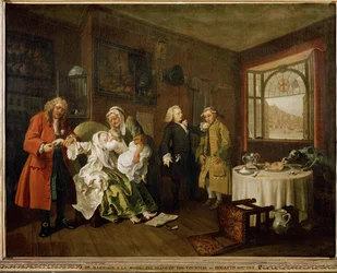 Huwelijk A-la-Mode: 6. De dood van de dame (olieverf op doek)
