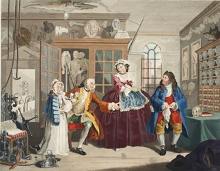 Marriage a la Mode, Plaat III, De Inspectie, illustratie uit 