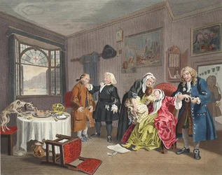 Marriage a la Mode, Plaat VI, De dood van de dame, illustratie uit 