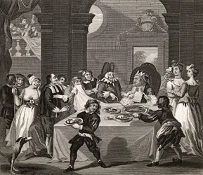 Sancho bij het feest uitgehongerd door zijn arts, uit 