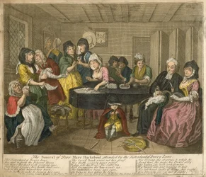 De begrafenis van arme Mary Hackabout, bijgewoond door de zusterhood van Drury Lane