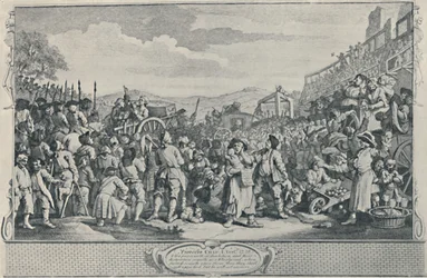 De luie leerling geëxecuteerd in Tyburn Uit de serie Industrie en luiheid, 1747, 1920
