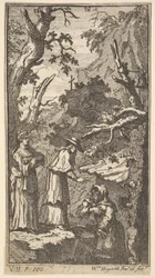 De Nieuwe Metamorfose, Plaat 7: De Kardinaal, een Kluizenaar en Donna Angela die Fantasio Vasthoudt, 1724