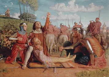 Rienzi zweert gerechtigheid te verkrijgen voor de dood van zijn jonge broer, gedood in een schermutseling tussen de Colonna en Orsini facties
