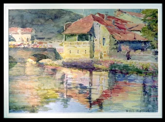 Continentaal stadje aan een rivier