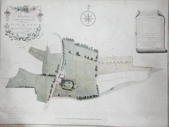 Plan van een landgoed gelegen aan Grove Street in de Parochie van Hackney