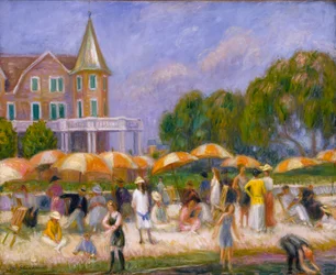 Strandparasols bij Blue Point, ca. 1915
