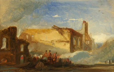 Bristol Rellen: Ruïnes van Pakhuizen in Prince Street, met Bereden Troepen (ca. 1831)