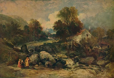 Dol-y-Garrog Mill nabij Llanrwst, Caernarvonshire, ca. 1844
