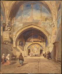 Interieur van de kerk van San Benedetto, Subiaco