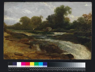 Rivierlandschap met een visser, 1842