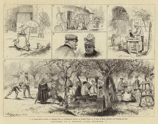 Schetsen in een Normandische Ciderboomgaard, I